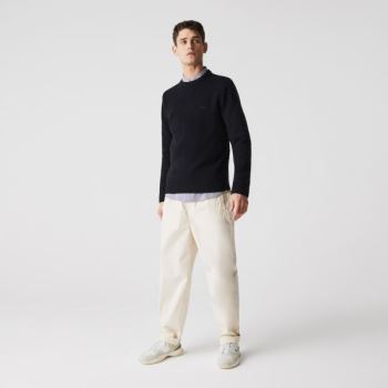 Lacoste Textured Striped Wool-Blend Sweater Pánské - Svetr Tmavě Blankyt Blankyt | CZ-Ctrskd